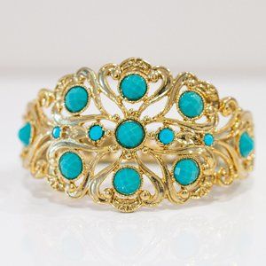 Aphrodite Gold and Turquoise Bangle